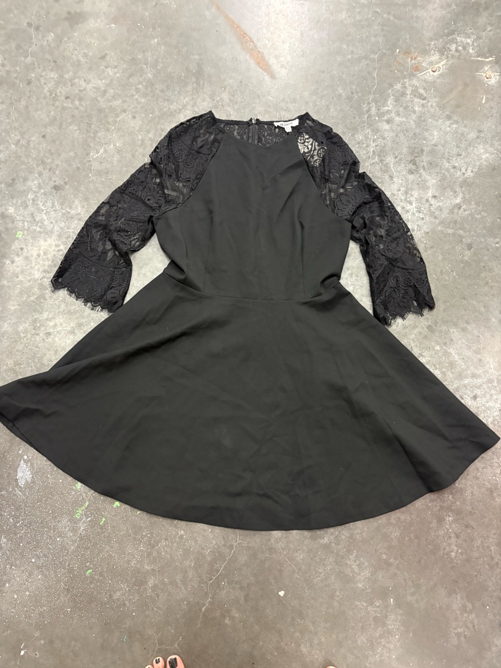 NWT BB Dakota Black Floral Lace Long Sleeve A-Line Mini Dress XL
